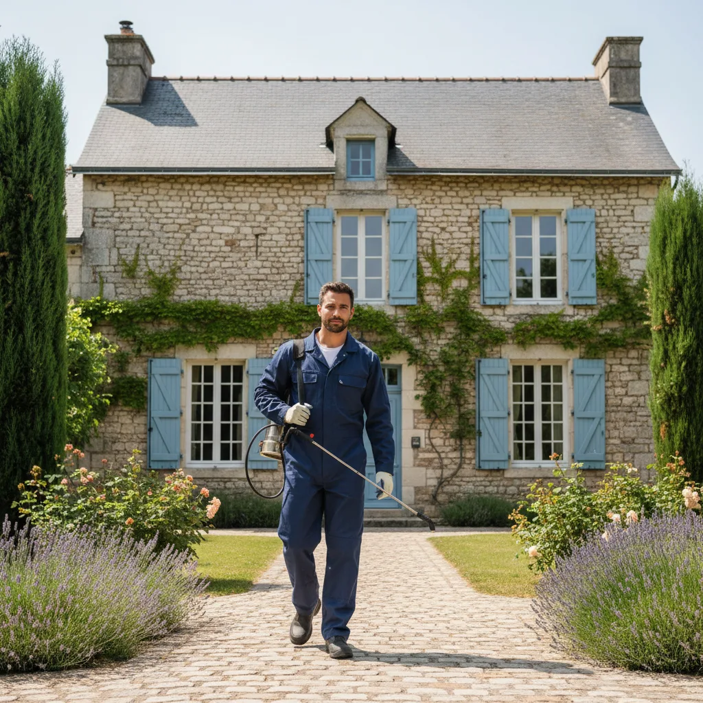 Technicien Dératisation Charente en intervention avec équipement de protection